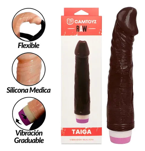 VIBRADOR DILDO REAL Negro A PILAS (20cm)
